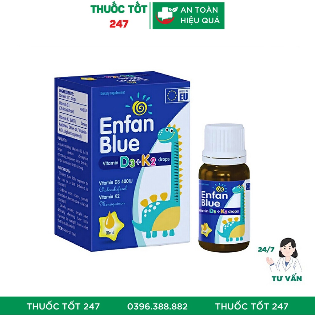 Vitamin D3 K2 MK7 Enfan Blue D3K2 Drops – Thuốc Tốt 247