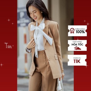 Áo vest cổ ve tay xẻ chéo đính khuy bọc TIINSTORE ADK234  Q0D100