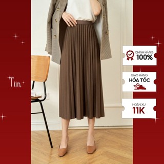 Chân váy midi xếp ly cạp liền TIIN STORE G21060