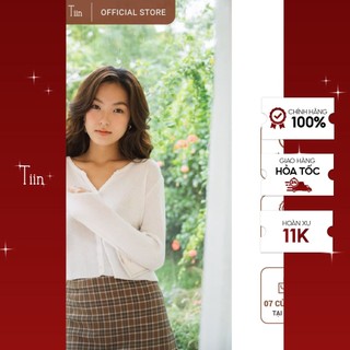 Len tăm nhỏ cổ xẻ v dáng lửng khuy tiin store g21061