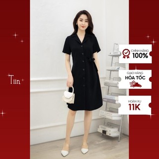 Váy suông nơ eo cổ vest tiin store vhn188