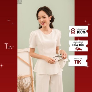 Áo cổ tròn tay xếp ly peplum TIIN STORE AHN193