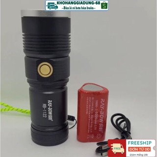 Đèn pin cầm tay siêu sáng RAY BOW 1122 chiếu xa 700 mét có ZOOM xa gần chống nước sạc ngược cho điện thoại - Giá Sỉ