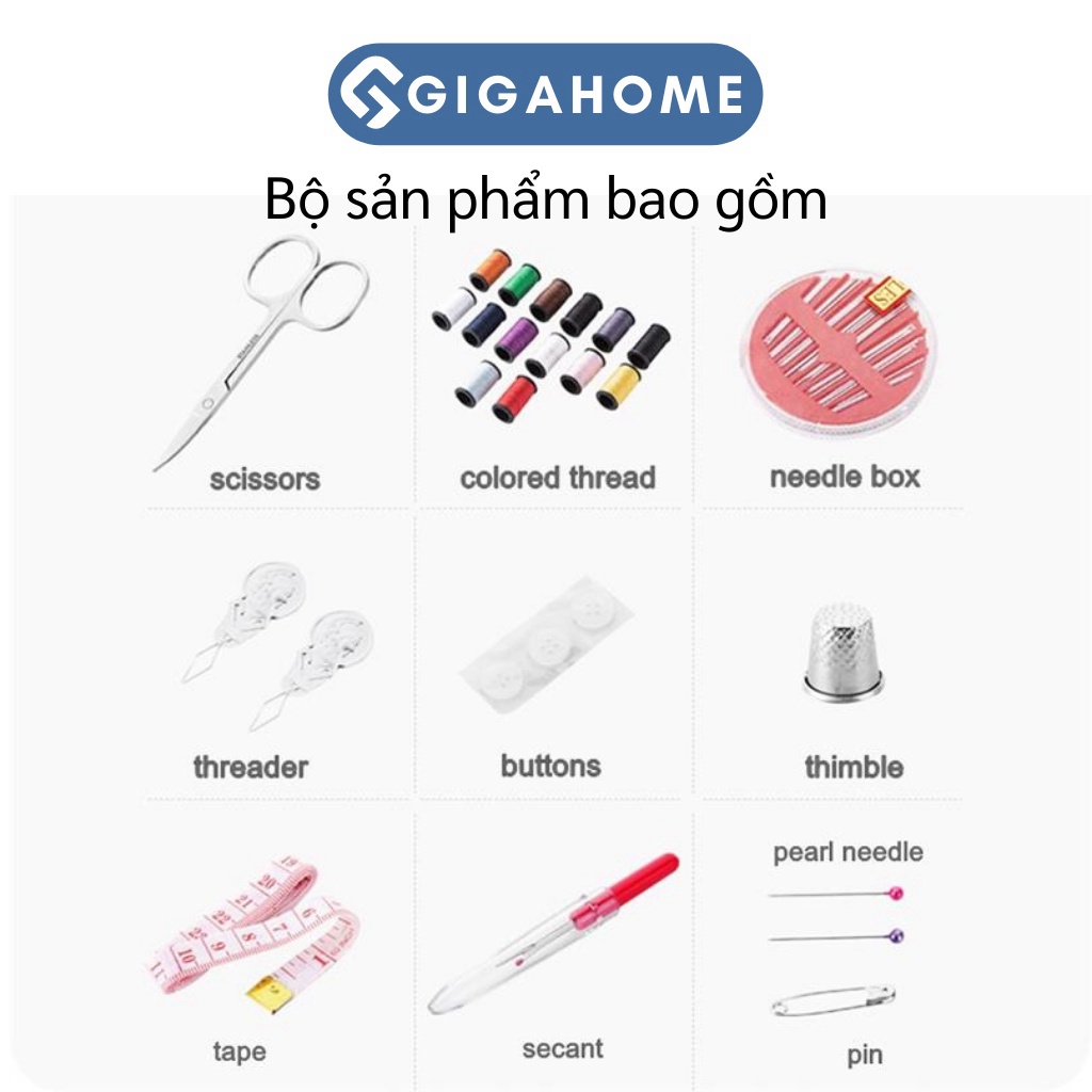 Bộ Kim Chỉ May Vá Đa Năng 58 Món Gồm Nhiều Phụ Kiện GIGAHOME Kèm Túi Đựng 8472