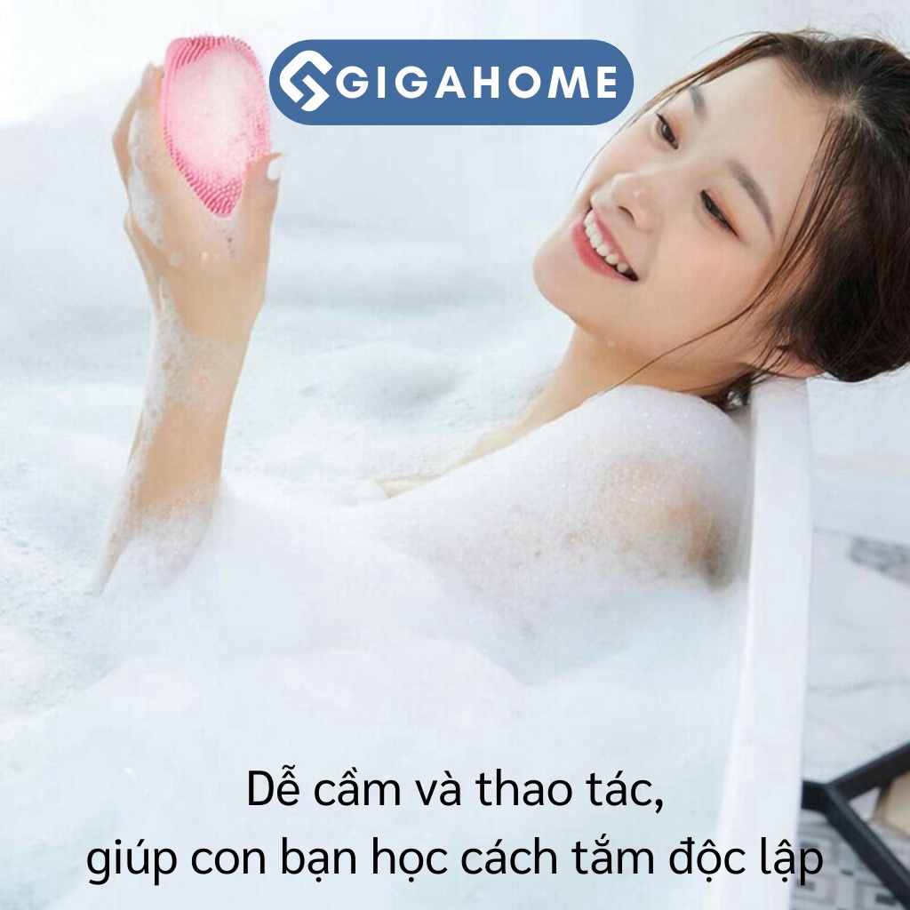 Bông Tắm Silicone Tạo Bọt Massage, Tẩy Da Chết 2 Mặt Hình Chuột GIGAHOME 9743