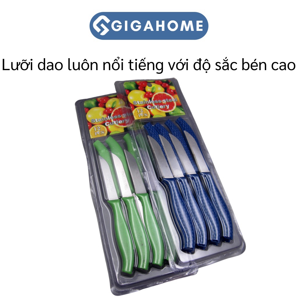 Bộ Vỉ 12 Dao Gọt Hoa Quả Mini GIGAHOME Siêu Bén Chất Liệu Thép Không Gỉ 8236