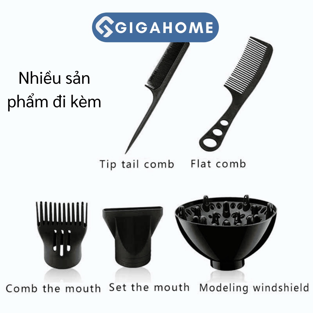 Máy Sấy Tóc Tạo Kiểu Nóng Lạnh 2 Chiều Công Suất Lớn Tặng Kèm 5 Phụ Kiện GIGAHOME 9356