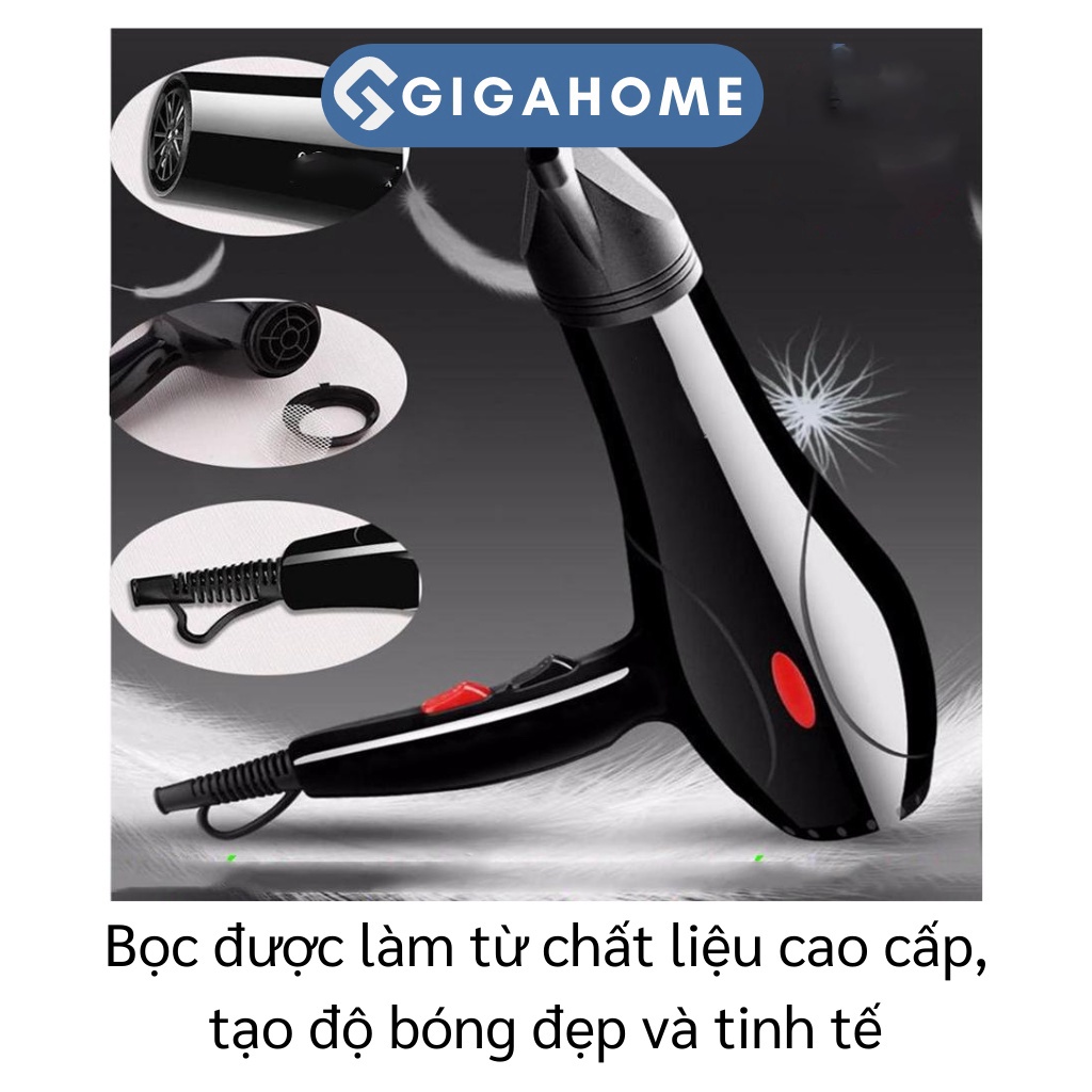 Máy Sấy Tóc Tạo Kiểu Nóng Lạnh 2 Chiều Công Suất Lớn Tặng Kèm 5 Phụ Kiện GIGAHOME 9356