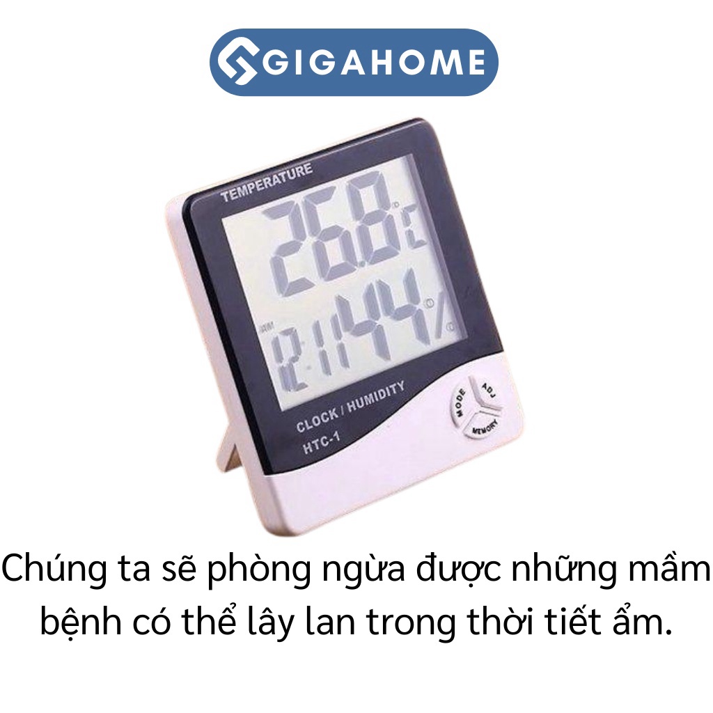 Nhiệt Kế Đo Độ Ẩm Không, Khí Nhiệt Độ Với Đồng Hồ Điện Tử Tích Hợp GIGAHOMEVN 3361