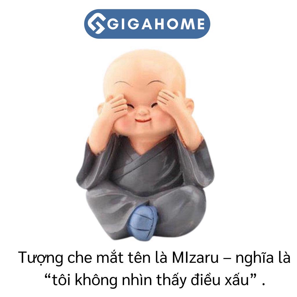 Bộ 4 Tượng Chú Tiểu GIGAHOMEVN - Điểm Nhấn Trang Trí Tinh Tế Cho Bàn Làm Việc, Xe Hơi 3437