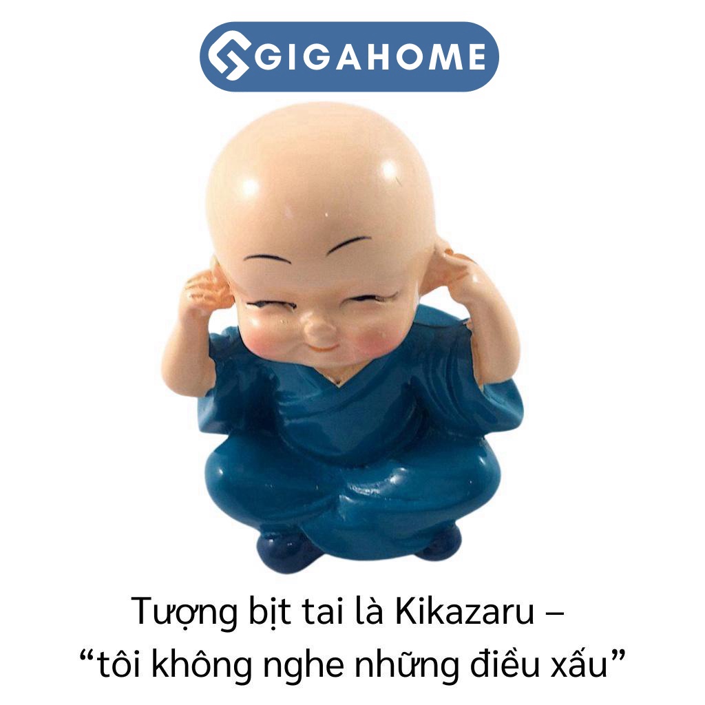 Bộ 4 Tượng Chú Tiểu GIGAHOMEVN - Điểm Nhấn Trang Trí Tinh Tế Cho Bàn Làm Việc, Xe Hơi 3437