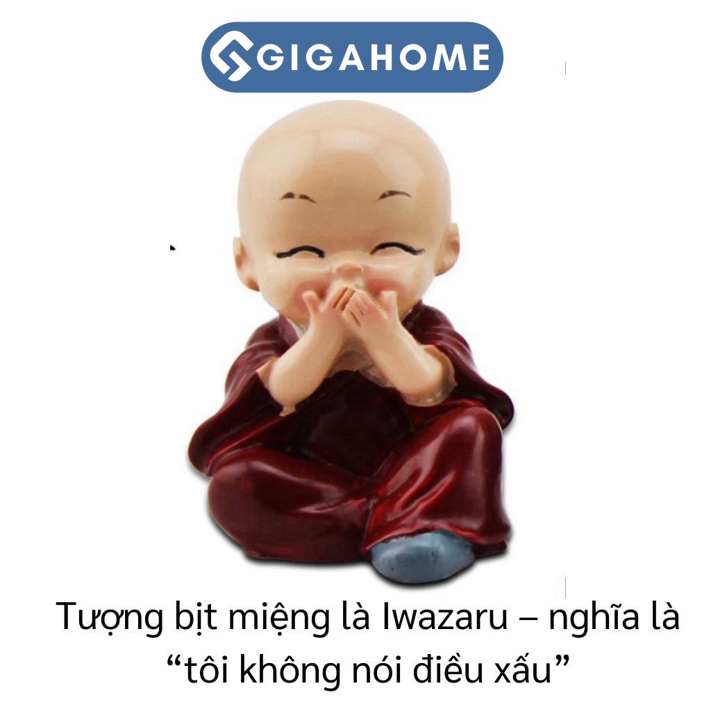 Bộ 4 Tượng Chú Tiểu GIGAHOMEVN - Điểm Nhấn Trang Trí Tinh Tế Cho Bàn Làm Việc, Xe Hơi 3437
