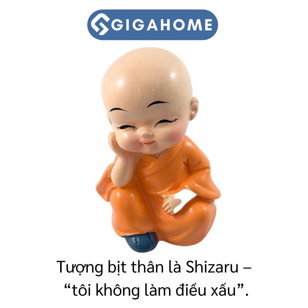 Bộ 4 Tượng Chú Tiểu GIGAHOMEVN - Điểm Nhấn Trang Trí Tinh Tế Cho Bàn Làm Việc, Xe Hơi 3437