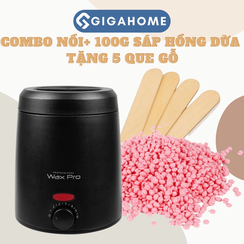 Combo Nồi Nấu Sáp Wax Lông Chống Dính Mini  + 100gr Sáp Siêu Bám Lông Tặng Que GIGAHOMEVN 1013