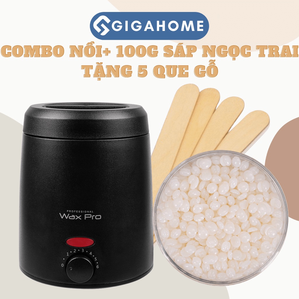 Combo Nồi Nấu Sáp Wax Lông Chống Dính Mini  + 100gr Sáp Siêu Bám Lông Tặng Que GIGAHOMEVN 1013