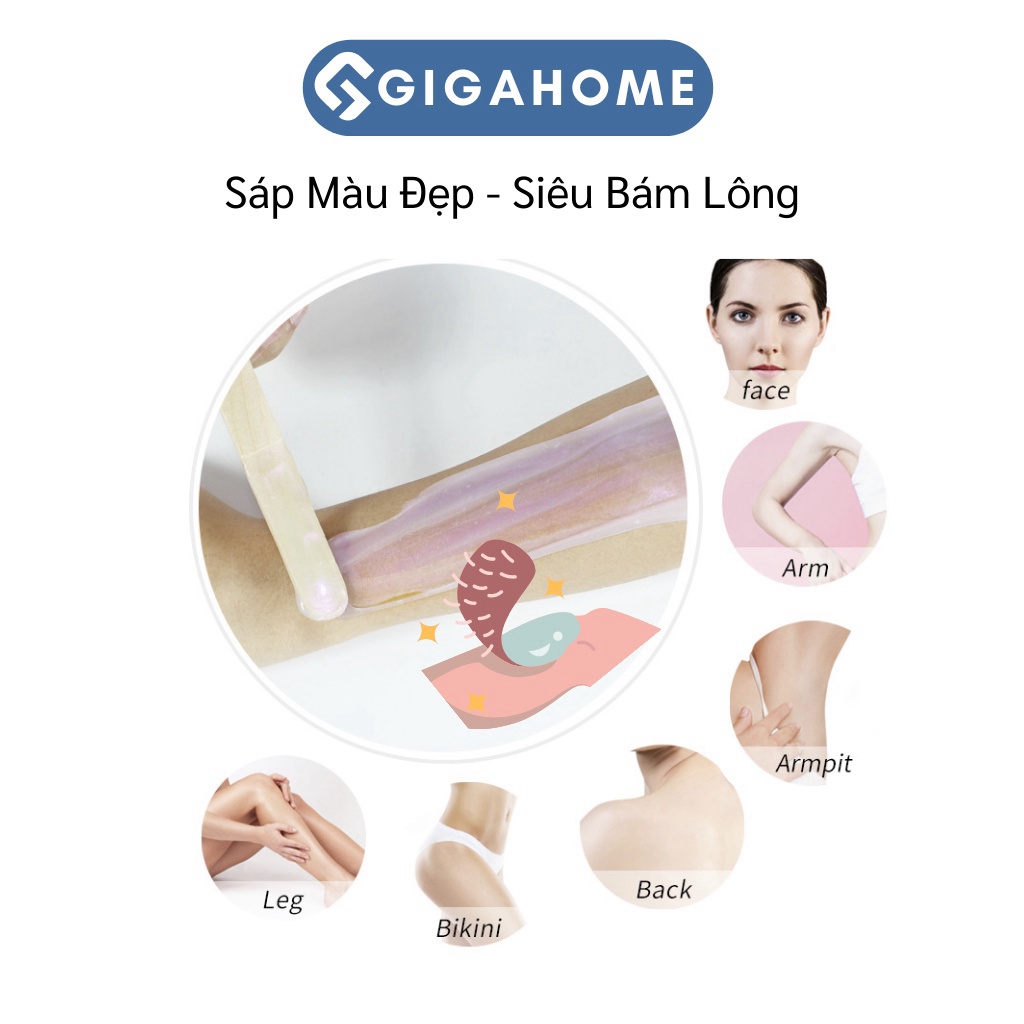 Sáp Wax Tẩy Sạch Lông Nhũ Ánh Tím Hương Kẹo, Siêu Bám Lông Cho Da Nhạy Cảm GIGAHOME 1010