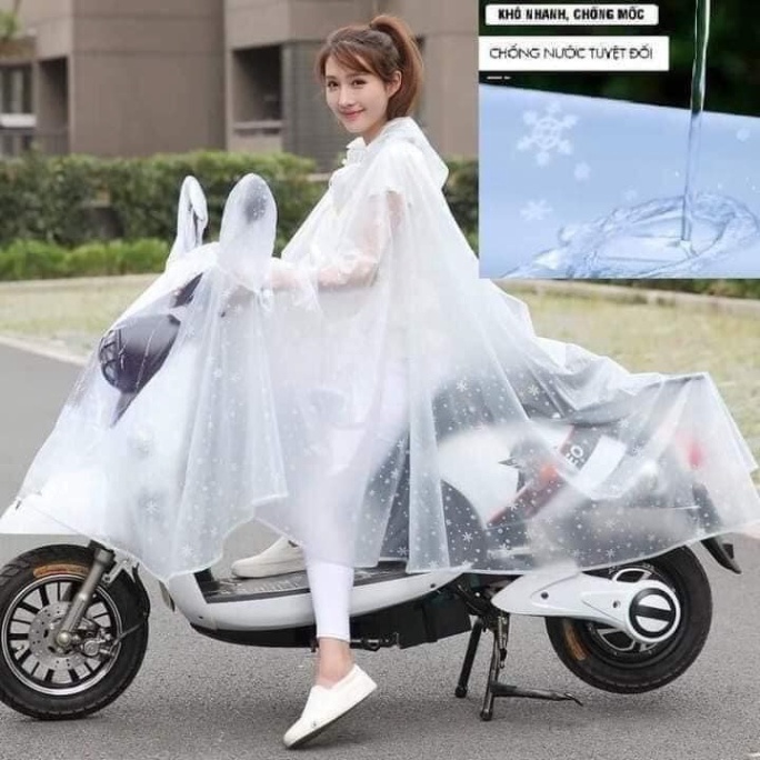 Áo Mưa Bông Hoa Tuyết 1 Đầu , Trong Suốt. ĐTBX