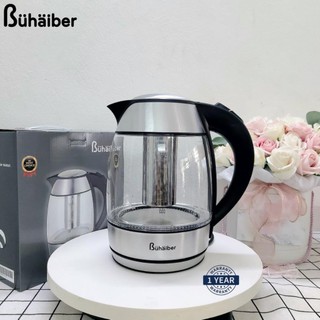 Ấm siêu tốc bình siêu tốc thủy tinh bühäiber bhb0802 - 1.8l, hàng chính hãng bảo hành 12 tháng