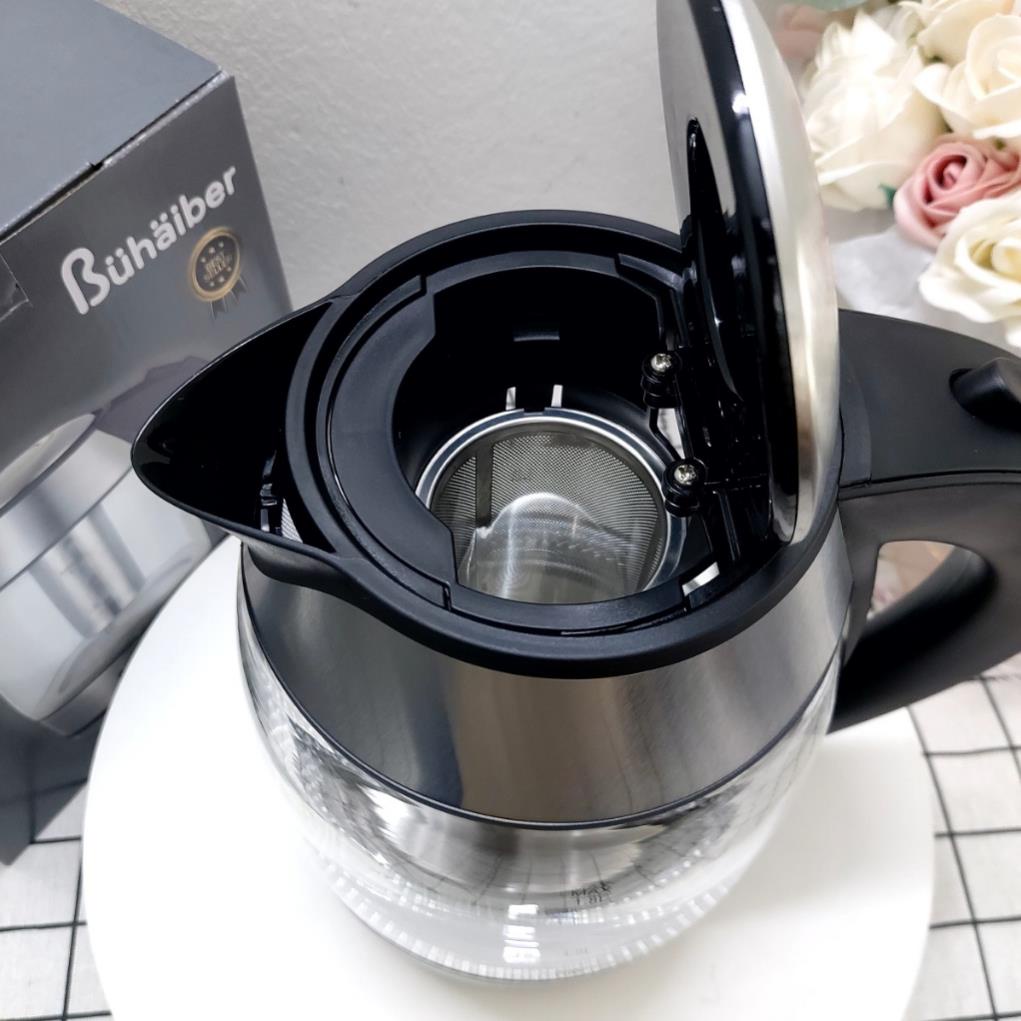 Ấm Siêu Tốc Bình Siêu Tốc Thủy Tinh Bühäiber BHB0802 - 1.8L, Hàng Chính Hãng Bảo Hành 12 Tháng
