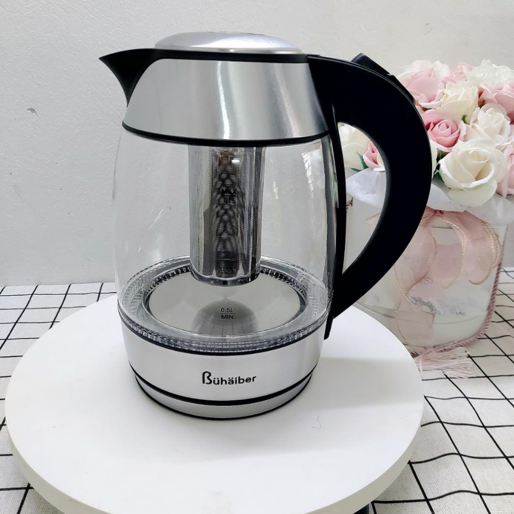 Ấm Siêu Tốc Bình Siêu Tốc Thủy Tinh Bühäiber BHB0802 - 1.8L, Hàng Chính Hãng Bảo Hành 12 Tháng