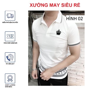 [S01] Áo thun nam cổ trụ vải cotton mịn sọc sau lưng cá tính-AT001