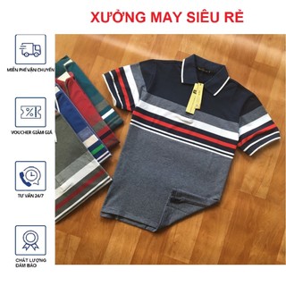 Áo thun nam cổ trụ sọc nganh nhiều màu cá tinh - áo thun nam có cổ đẹp teen vnxk-m153