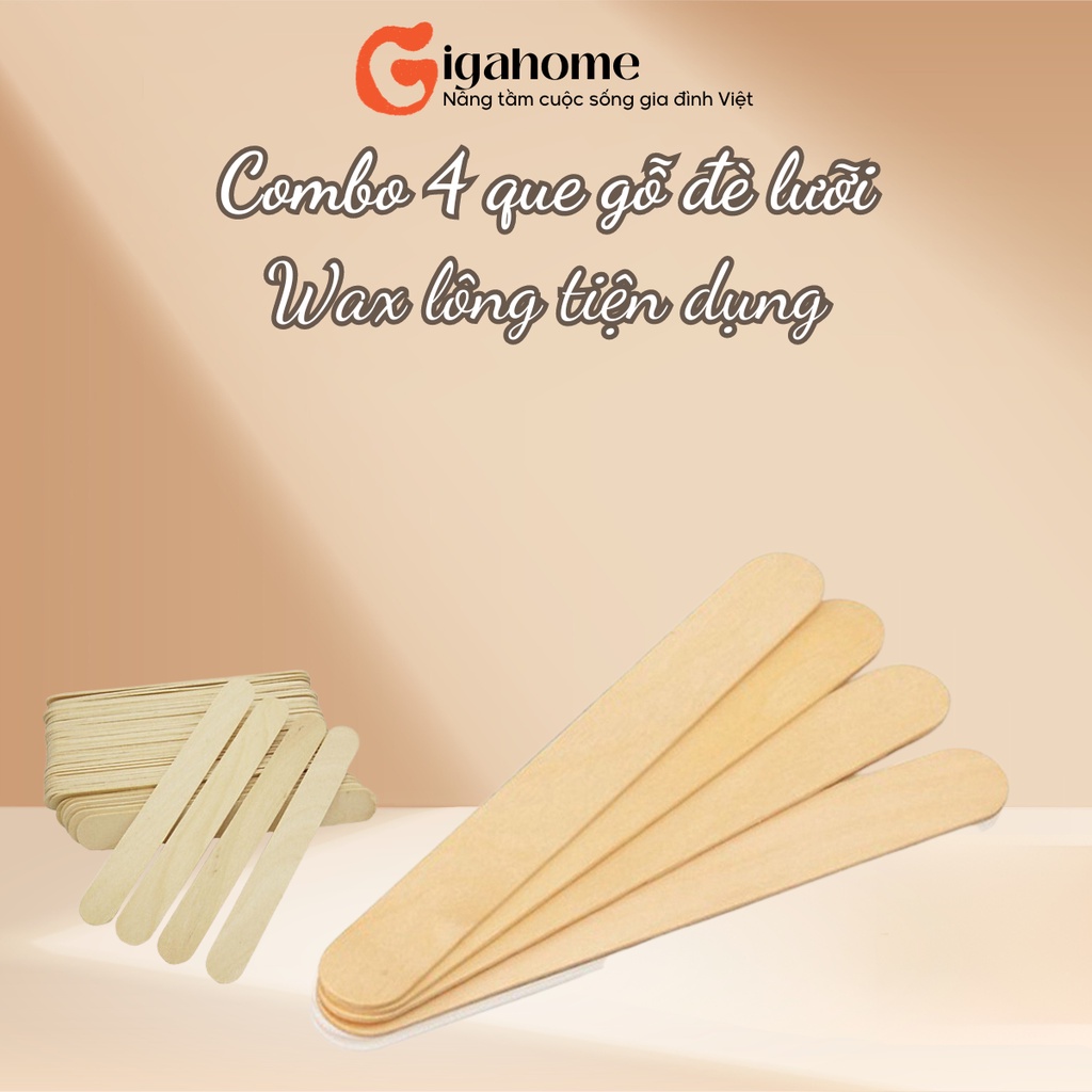 Set 10 Que Đè Lưỡi Gỗ Wax Lông GIGAHOME Dùng 1 Lần 1000