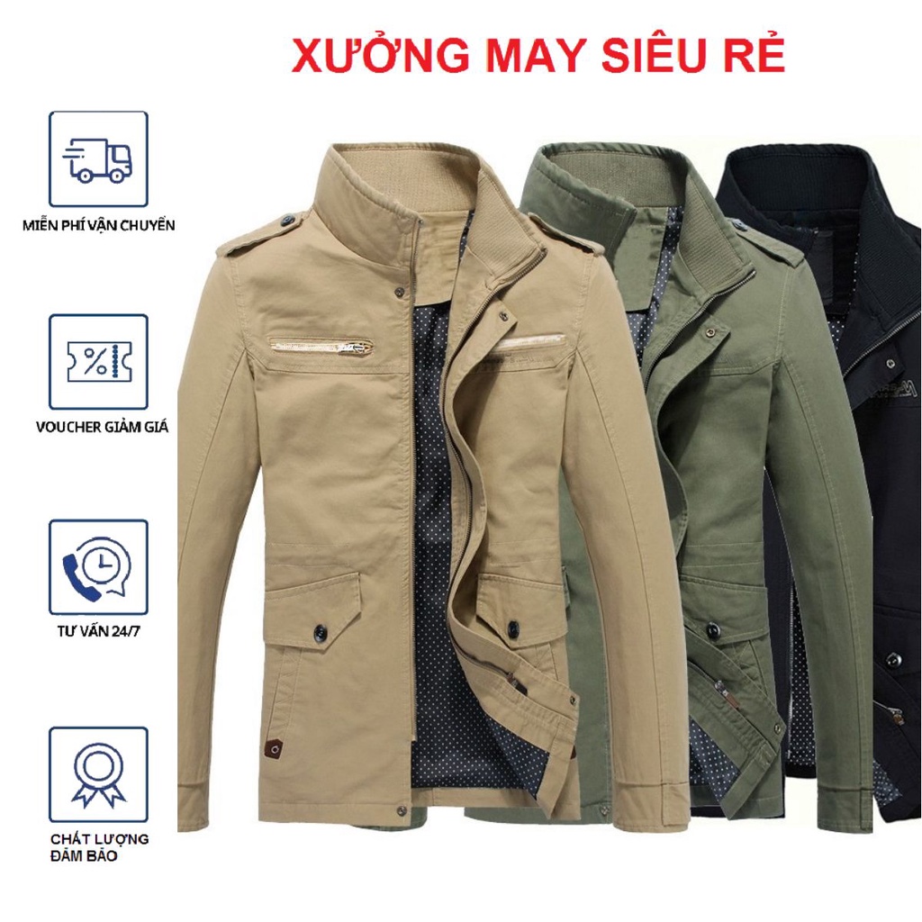 Áo khoác nam Áo khoát nam kaki chống nắng phối túi bao chất đẹp-A1052