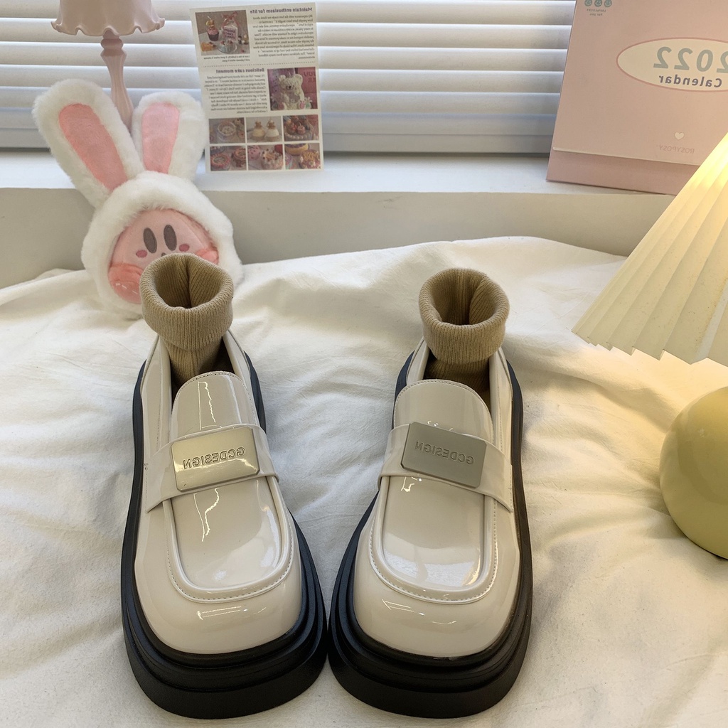 Jiashucheng Giày Da Đế Dày Phong Cách Anh Quốc Thời Trang Xuân Thu 2023 Cho Nữ