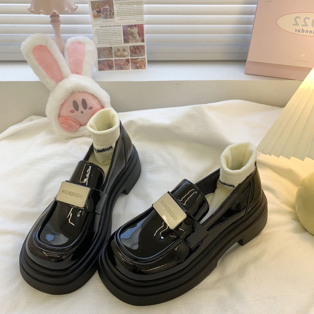 Jiashucheng Giày Da Đế Dày Phong Cách Anh Quốc Thời Trang Xuân Thu 2023 Cho Nữ