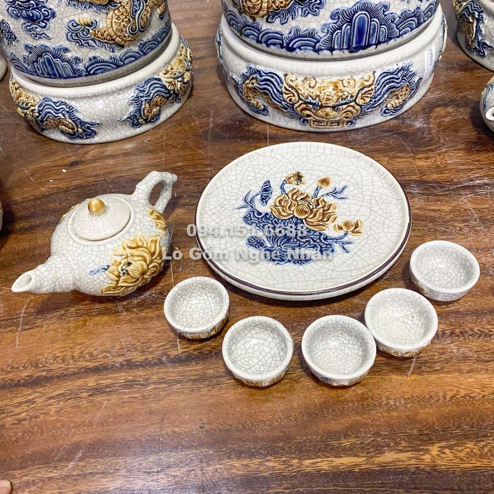 Ấm Chén Thờ Cúng Hà Gốm Men Rạn Bát Tràng - hàng chuẩn Bát Tràng - Nghệ nhân chế tác