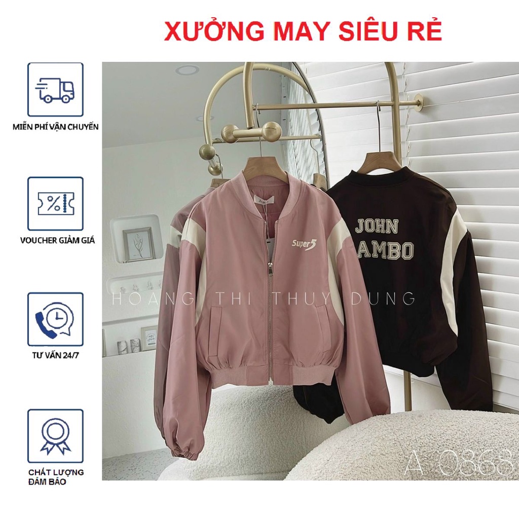 Áo khoác nữ thời trang da lộn lưng thêu 2 lớp xitin cá tính-A906