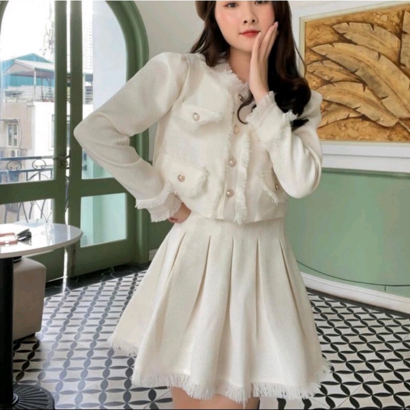 Set Dạ Tweed Tua Cao Cấp