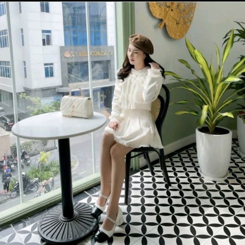 Set Dạ Tweed Tua Cao Cấp