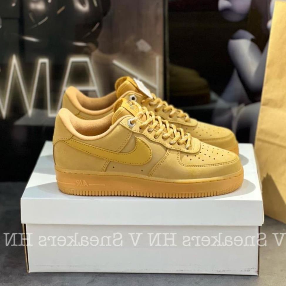 Giày AF1 Màu Vàng Da Bò Giày Air Force 1 Low Flax Wheat Giày Thể Thao Af1 Vàng Bò Bản +tất /DINOSNEAKER