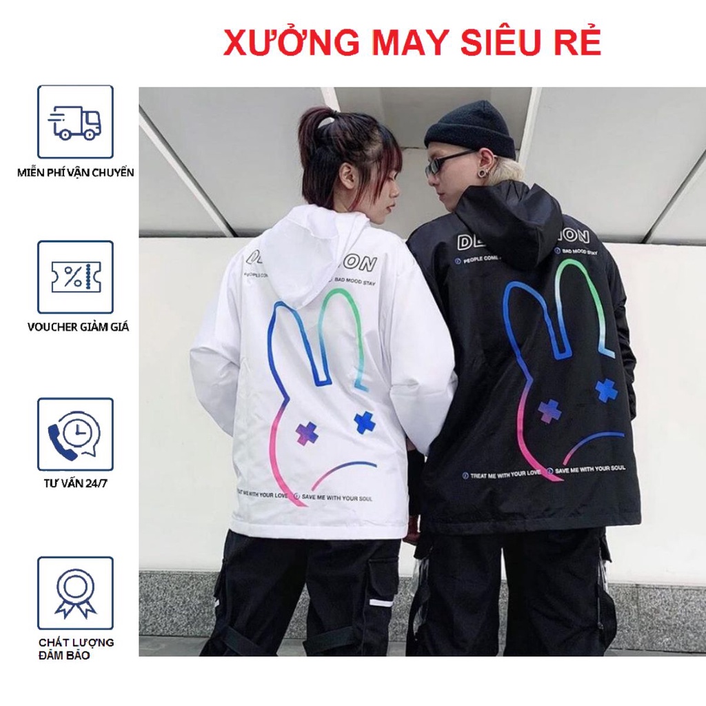 Áo khoác cặp Áo khoát đôi nam nữ gió dù 2 lớp chống nắng cao cấp tai thỏ rất hot đẹp cá tính-A260