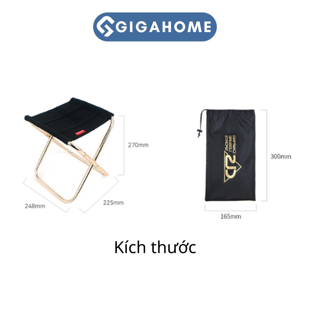 Ghế Xếp Gọn Mini GIGAHOME Đi Du Lịch Dã Ngoại, Câu Cá Khung Kim Loại 7353
