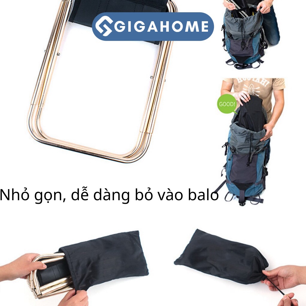Ghế Xếp Gọn Mini GIGAHOME Đi Du Lịch Dã Ngoại, Câu Cá Khung Kim Loại 7353