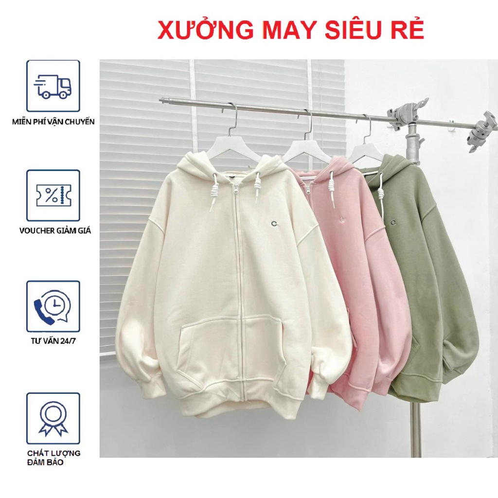 Áo khoát nỉ dây kéo logo chữ C nhỏ bao đẹp siêu chất-A976