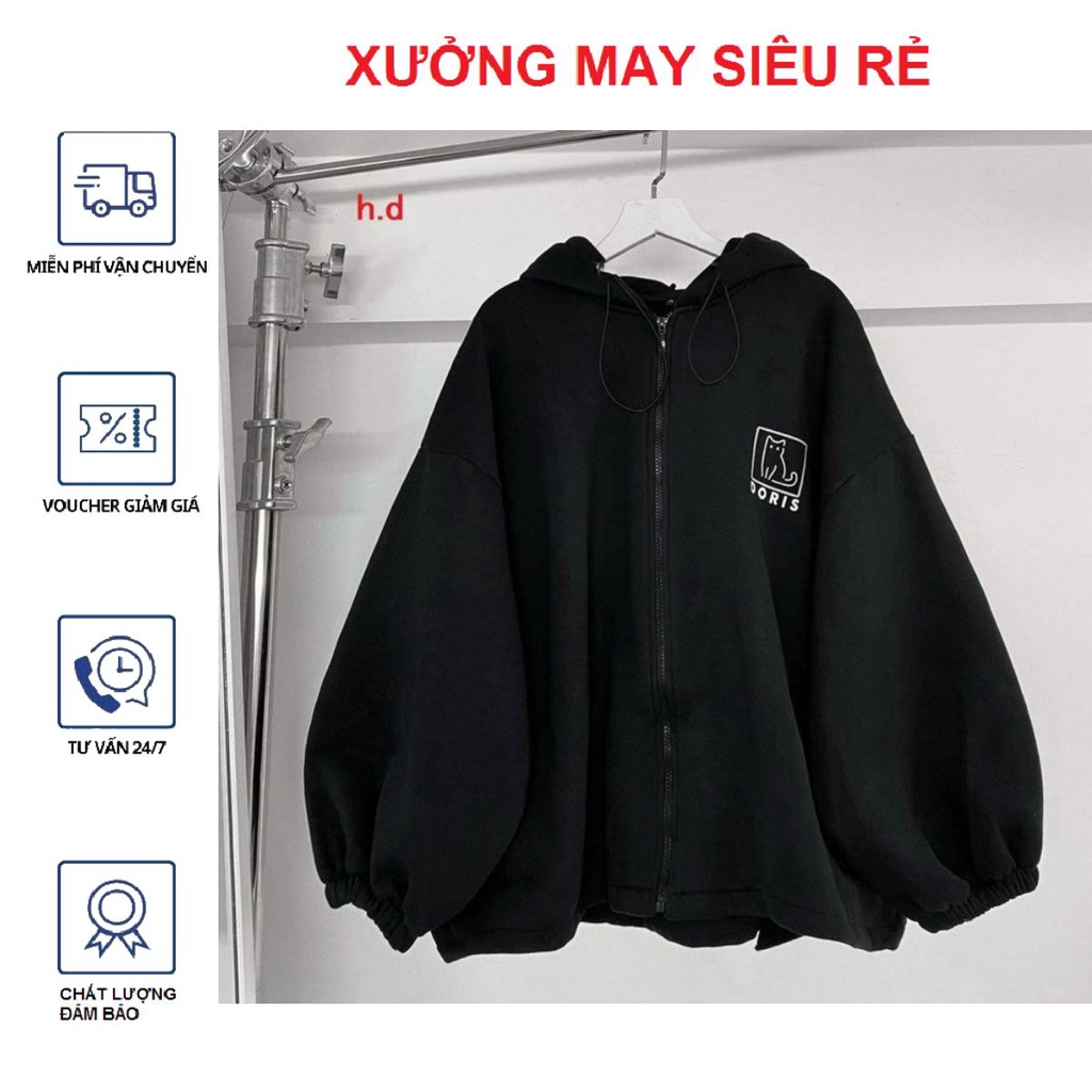 Áo khoát dây kéo rút dây DORIS cá tính hàng bao chất-A874