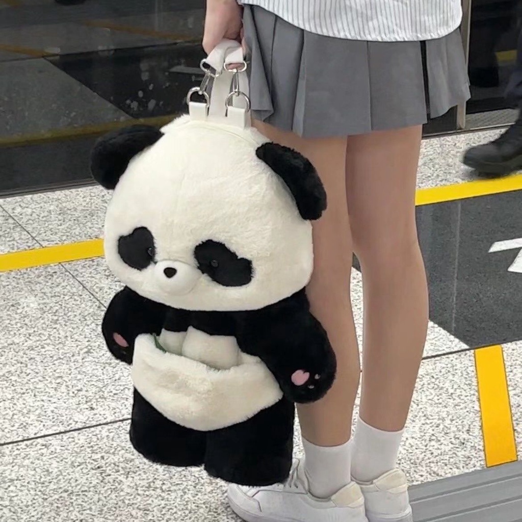 💥Ba Lô Hình Gấu Trúc Hoạt Họa Nhồi Bông Mềm Mại Phong Cách lolita Nhật Bản