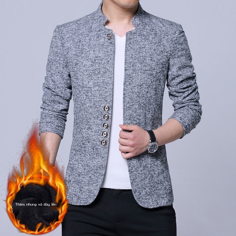 Áo Khoác Cổ Đứng Ôm Dáng Phong Cách Trung Hoa Lịch Lãm Cho Nam