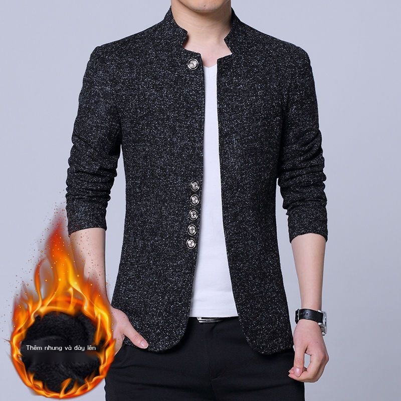 Áo Khoác Cổ Đứng Ôm Dáng Phong Cách Trung Hoa Lịch Lãm Cho Nam