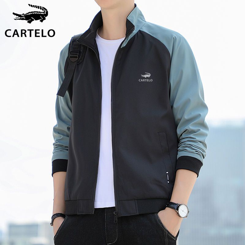 Áo Khoác cartelo Dáng Rộng Cổ Đứng Đa Năng Chất Lượng Cao Màu Xanh Lá Cây Phong Cách Thể Thao Cho Nam