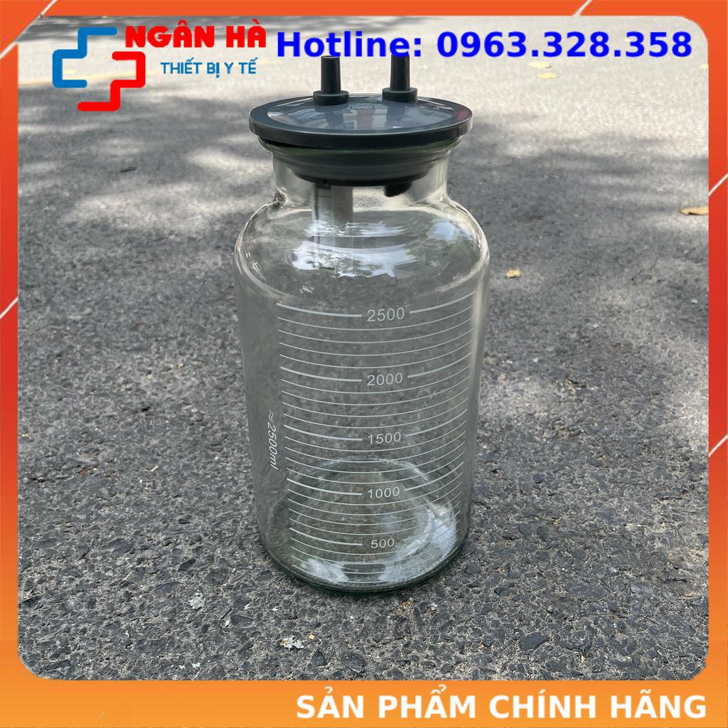 Bình đựng dịch 2500ml bằng thủy tinh cho máy hút dịch 2 bình