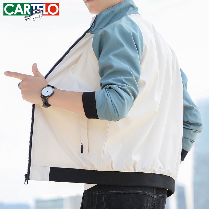 Áo Khoác cartelo Dáng Rộng Cổ Đứng Đa Năng Chất Lượng Cao Màu Xanh Lá Cây Phong Cách Thể Thao Cho Nam