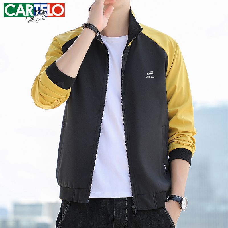 Áo Khoác cartelo Dáng Rộng Cổ Đứng Đa Năng Chất Lượng Cao Màu Xanh Lá Cây Phong Cách Thể Thao Cho Nam