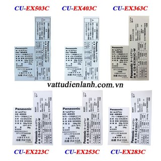 Tem thông số đuôi nóng máy lạnh panasonic nội địa