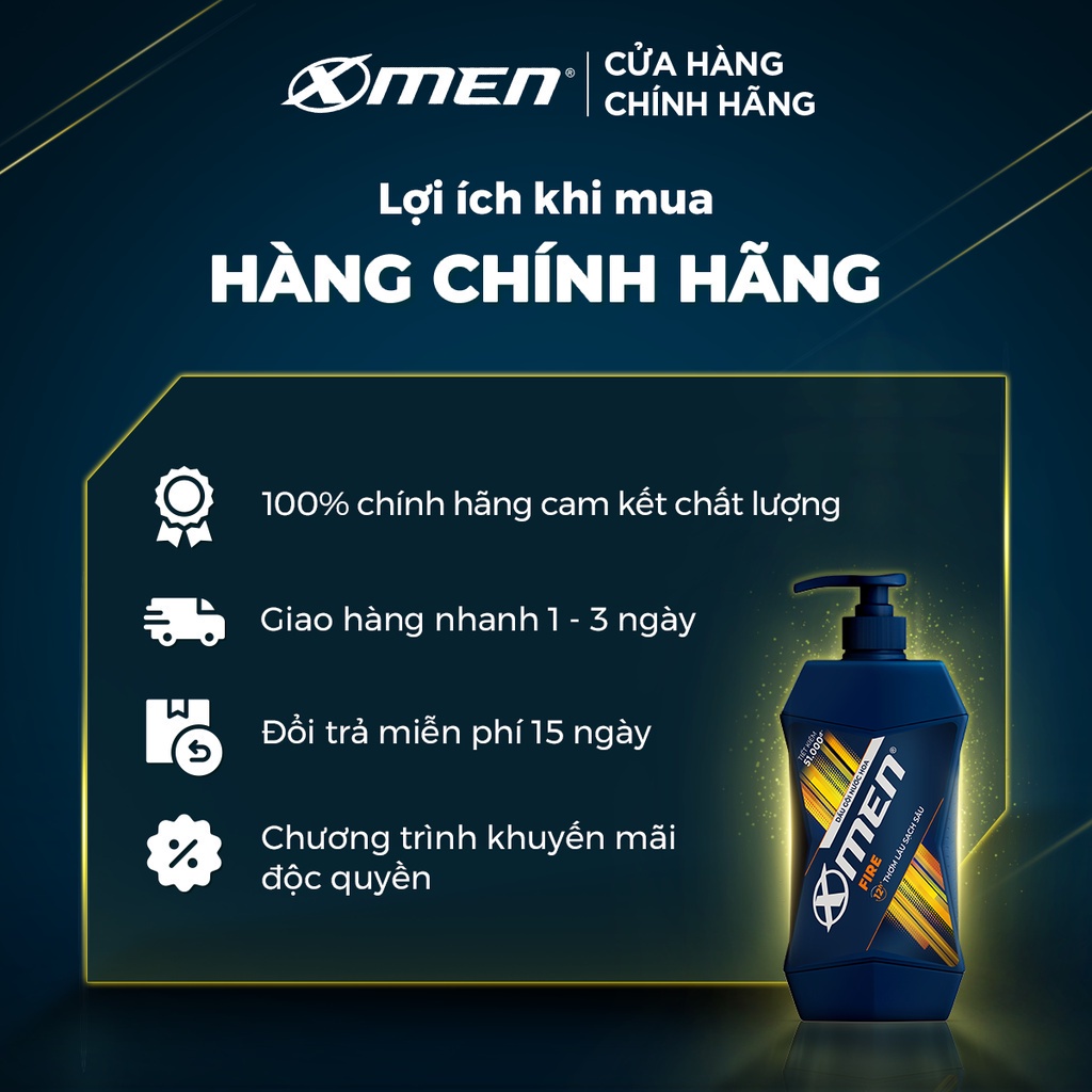 [Mã COSXMEN91 giảm 8% đơn 150K] Combo 2 Dầu Gội X-Men Sạch Sâu Fire 650g/chai