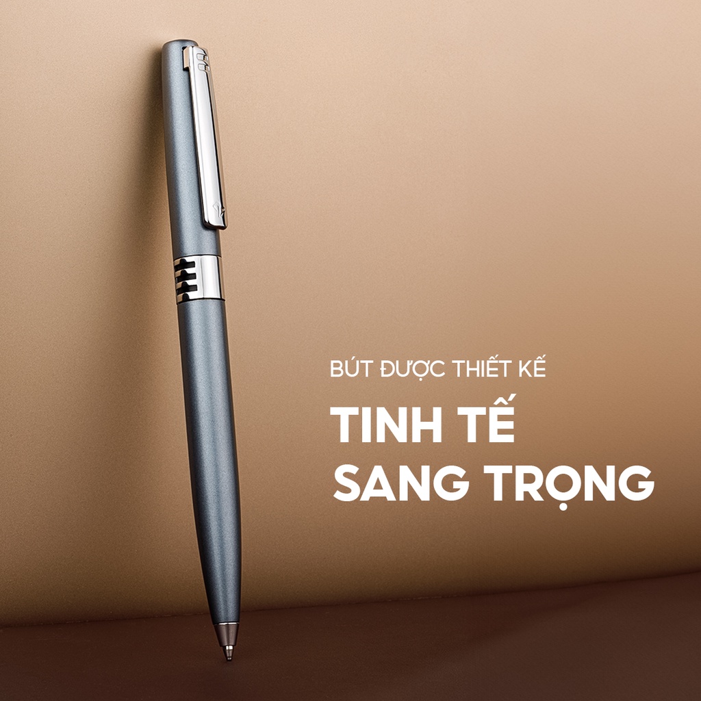 Bút bi cao cấp Thiên Long thân kim loại chrome, cơ chế vặn xoay thích hợp làm quà tặng Biz-07